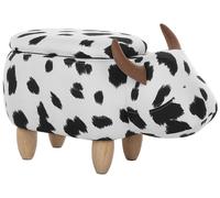 Beliani Storage Animal Stool Cow Cow Fabric White