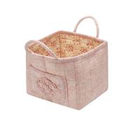 Fabric Storage Basket - Medium Folding Tote Bag with Quilted Floral Pattern Decorative Gift Basket with Handles | Home, Office, Bedroom, Car, Field, Travel, Shopping, pink, Siehe Beschreibung