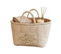 Fabric Storage Basket - Medium Folding Tote Bag with Quilted Floral Pattern Decorative Gift Basket with Handles | Home, Office, Bedroom, Car, Field, Travel, Shopping, yellow, Siehe Beschreibung