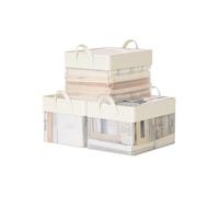 Fabric storage baskets with mesh panels and handles for home organisation, Cream White / 40L x 30W x 25H cm