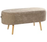 Beliani Upholstered Storage Bench Oklahoma Chenille Light Brown With Storage