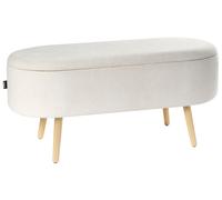 Beliani Upholstered Storage Bench Oklahoma Chenille Off-White
