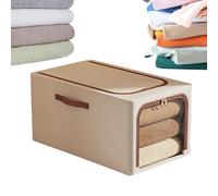 Fabric Storage Bin - Large Clothing Storage Box | Waterproof Stackable Cube Transparent Window Double Zipper for Basement, Sweater, Shoe, Wardrobe, And Blankets