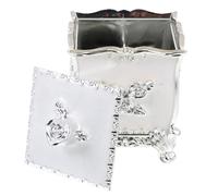 Fabric Storage Bins，Plastic Bins ，Creative Acrylic Toothpick Box with Lid Silver White Cotton Swab Holder Delicate Case