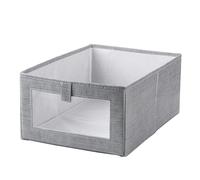 Fabric Storage Bins with Window,Foldable Closet for Shelves, Drawer 2 Pack Grey Solid