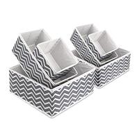 Fabric Storage Box Foldable Wardrobe Drawer Dividers Closet Dresser Organiser Collapsible Cloth Drawer Insert Cube Basket Bins Container for Underwear Socks, Neck Ties, Scarves, and Handkerchiefs