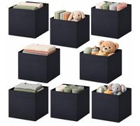 Fabric Storage Box Insert - Black - 33x38x33cm - Foldable and Durable Cube Organizer for Shelves, Closets, and Home Storage, pack of 8