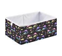 Fabric Storage Cube Bin Foldable Organizer Basket for Closet Shelves 11.02x11.02x11.02in Cute Pastel Goth Cat Face Pattern
