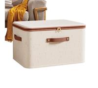 Fabric Storage Cubes - Zippered Closet Organizer Bin 38x26x16cm Breathable Cotton Linen Clothes Box | Stackable Storage Organizer For Bedroom Living Room Dorm Travel Camping Use