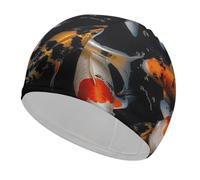 Fabric Swim Cap, Breathable Cloth Swimming Cap for Long Short Curly Hair | Japan Fancy Koi Carp Fishes Swim Hats for Men Women, High Elasticity, Hair Protection Quick Dry Soft Bathing Caps