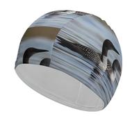 Fabric Swim Cap, Breathable Cloth Swimming Cap for Long Short Curly Hair | Loon Birds Swim Hats for Men Women, High Elasticity, Hair Protection Quick Dry Soft Bathing Caps