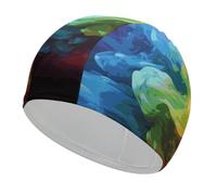 Fabric Swim Cap, Breathable Cloth Swimming Cap for Long Short Curly Hair | Rainbow Smoke Swim Hats for Men Women, High Elasticity, Hair Protection Quick Dry Soft Bathing Caps