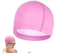 Fabric Swimming Cap Adult,Comfortable Elastic Material Swimming Hat Non-slip Fabric Swim Hat Swim Caps for Long and Short Hair (Pink)