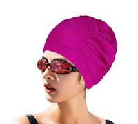 Fabric Swimming Cap Pleated Swimming Hat Women Swim Cap for Long Hair Elastic Turban Cancer Headwear Bathing Shower Cap for Swim Pool Beach Spa Travel Holiday