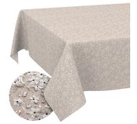Fabric Tablecloth Table Linen Textile Tablecloth Cotton Polyester Fabric Washable Easy Care in Round Oval Square Viols Beige 100 x 140 cm Cut Edge