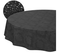 Fabric Tablecloth Textile Table Linen Table Cloth Cotton Polyester Washable Plain Ornament Damask Jacquard Fabric Washable Baroque Black Round 140 cm Cut Edge