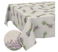 Fabric Tablecloth, Washable, Table Linen, Cotton Polyester, Lavender Beige, 200 x 140 cm, Indoor/Outdoor Tablecloth