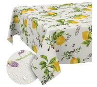 Fabric Tablecloth, Washable, Table Linen, Cotton Polyester Lemon, 200 x 140 cm, Indoor/Outdoor Tablecloth