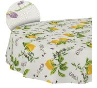Fabric Tablecloth Washable Tablecloth Cotton Polyester Lemon Oval 240 x 140 cm Indoor/Outdoor Tablecloth