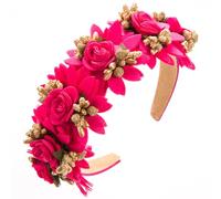 Fabric Three-Dimensional Simulation Flower Headband Inlaid Resin Flower Hair Accessories, Pink