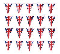 Fabric Union Jack Bunting Flag King Charles III,British Triangle Waterproof with 20 Flags Banners,19.6Ft Bunting for King Charles III Union Jack Coronation Souvenir Flag,Event Street Party Celebration
