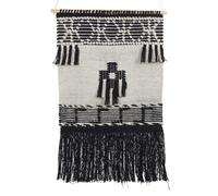 Cotton Wall Hanging with Tassels Beige and Black LARKANA