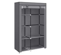 Fabric Wardrobe Clothes Storage Organiser 6 Shelves 1 Hanging Rail Non Woven