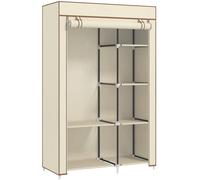 Fabric Wardrobe Dark Grey 103x43x162.5cm Steel Frame 6 Shelves Hanging Rail Incl