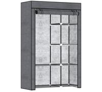 Fabric Wardrobe Dark Grey 103x43x162.5cm Steel Frame Foldable Closet w/6 Shelves