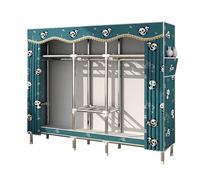 Fabric Wardrobe Organiser For Bedroom,Height 170cm Portable Canvas Wardrobe,Foldable Wardrobe With 2 Side Pockets And Hanging Rails,Clothes Organizer With Water Resistant Cover