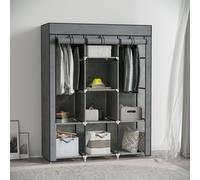 Fabric Portable Wardrobe with 8 Shelves 2 Hanging Rails HOMCOM Dark Grey One Size