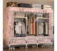 Fabric Wardrobe Portable Wardrobe for Bedroom Clothes Rail with Non-Woven Fabric Cover Multifunctional Metal Frame Clothes Storage Organiser,A,130 * 45 * 165cm