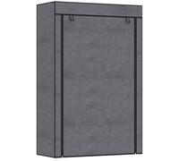 Fabric Wardrobe Portable Wardrobe With 6 Shelves 1 Hanging Rail Dark Grey