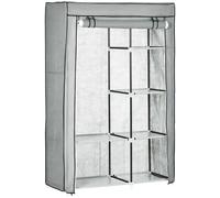 Fabric Wardrobe Portable Wardrobe with 6 Shelves 1 Hanging Rail Light Grey