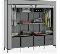 Fabric Wardrobe W 12 Shelves 2 Hanging Rails Foldable Closets