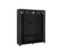 Fabric Wardrobe with Hanging Rails, Black