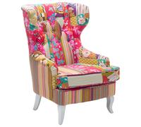 Fabric Wingback Chair Patchwork Pink MOLDE