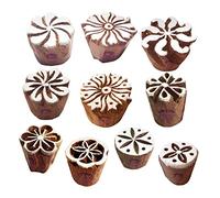 Fabric Wood Stamps Artistic Small Round Design Printing Blocks (Set of 10)