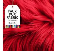 FabricLA Shaggy Faux Fur Fabric by The Yard - 36" x 60" Inches (90 cm x 150 cm) - 2.5 Inch Pile Length - Craft Furry Fabric for Sewing Apparel, Rugs, Pillows - Faux Fluffy Fabric - Red, 1 Yard
