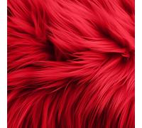 FabricLA Shaggy Faux Fur Square - 20" X 20" Inches Pre-Cut - Use Fake Fur Fabric for DIY, Craft Decoration, Fashion Accessory, Gnome, Hobby - Red Fur Fabric