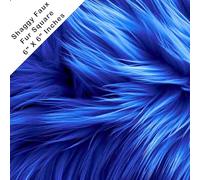 FabricLA Shaggy Faux Fur Square - 6" X 6" Inches Pre-Cut - Use Fake Fur Fabric for DIY, Craft Fur Decoration, Fashion Accessory, Gnome, Hobby - Royal Blue Fur Fabric