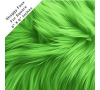 FabricLA Shaggy Faux Fur Square - 6" X 6" Inches Pre-Cut - Use Fake Fur Fabric for DIY, Craft Fur Decoration, Fashion Accessory, Gnome, Hobby - Lime Green Faux Fur Fabric