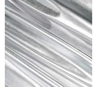 FabricLA | Silver Polyester Fabric | Metallic Foil Lame Spandex Material | 4-Way Stretch Knit Fabric | 60" Inches Wide | Polyester Fabric by The Yard for Dancewear, Costumes & Decoration - 1 Yard