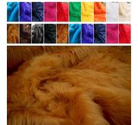 Fabrics-City 2708 Long Pile Highland Cattle Faux Fur Teddy Plush Shaggy Plush Microfibre Wind Protection Fur Fabrics, Red Brown