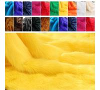 Fabrics-City Gold Yellow Long-Pile Highland Cattle Faux Fur Teddy Plush Shaggy Plush Microfibre Wind Protection Fur Fabrics, 2704 (Golden Yellow)