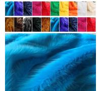 Fabrics-City Turquoise Long-Pile Highland Cattle Faux Fur Teddy Plush Shaggy Plush Microfibre Wind Protection Fur Fabrics, 2700 (Turquoise)