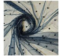 FABRICS KING ONLINE Net/Tulle Studded Pearl Bridal Soft Fabric Fashion Material for Dressmaking, Decoration, Craft, Scarves & Dupattas l 60" - 150cm Wide | Sold by The Metre (Navy, 1 Metre)