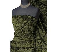 Fabrics King ONLINE Premium Spun Ice Crush Effect Velvet 2 Way Spandex Craft, Dress & Decoration 60" (OLIVE GREEN, 1 METRE)