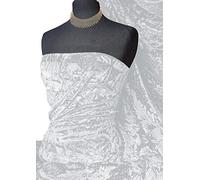 Fabrics King ONLINE Premium Spun Ice Crush Effect Velvet 2 Way Spandex Craft, Dress & Decoration 60" (WHITE, 1 METRE)