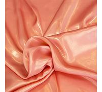 FABRICS KING ONLINE Shimmer Foil Satin Fabric for Dressmaking, Event Decor, Christmas Decoration & Scrunchies l 58’’- 147cms Wide | Sold by The Metre (Coral Peach, Full Metre (100x150cms))